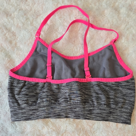 Champion Heathered Gray and Neon Pink Sports Bra - Picture 2 of 4